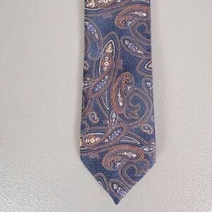 BERGAMO NEW YORK MENS POLYESTER TIE BLUE PAISLEY